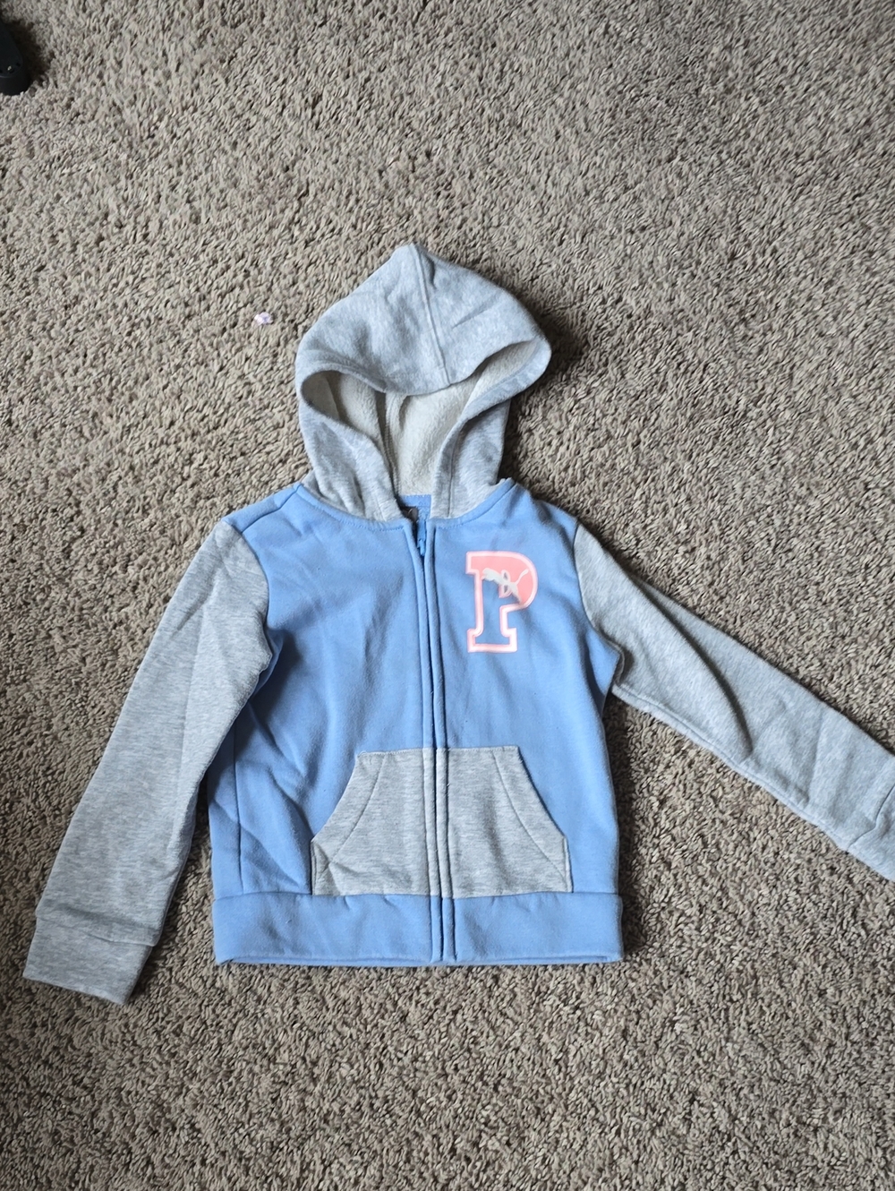 Girls' Light Blue & Gray Hooded Zip Sweatshirt - PUMA